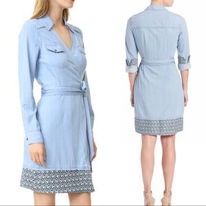 DVF Chambray wrap dress, size 2